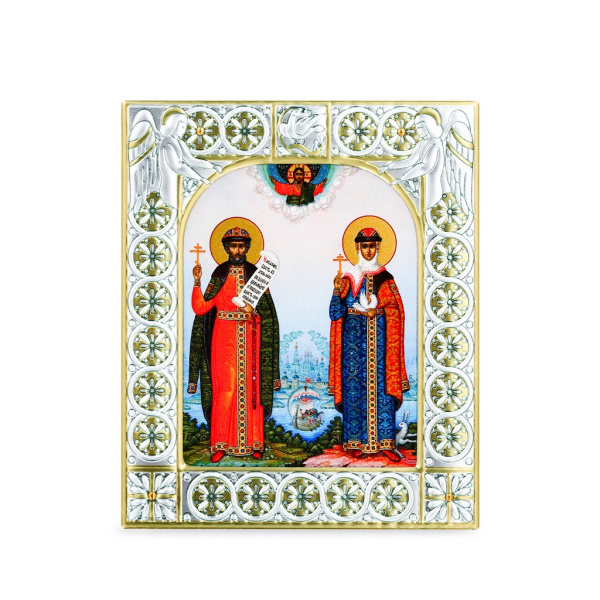 Икона Петр и Феврония благоверные князья в рамке