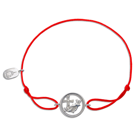 Браслет «Рыба с крестом» на верёвочке серебро