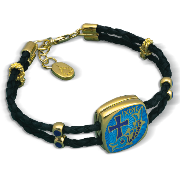 Православный браслет с горячей эмалью «Рыба» Б01