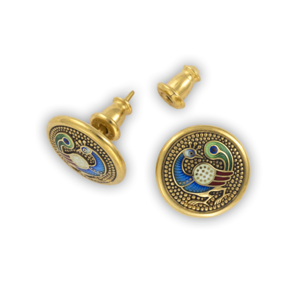 Серьги-пусеты "ПАВЛИН"