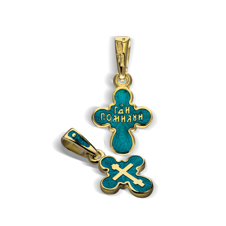 Детский крестик «КРЭ23сз» зеленый серебро/золото