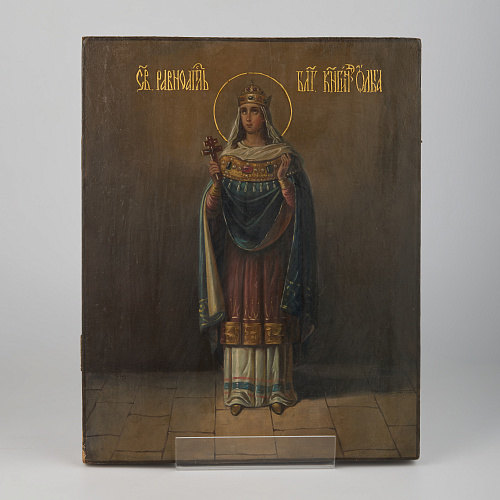 Старинная икона святая равноапостольная княгиня Ольга, 19 век, дерево