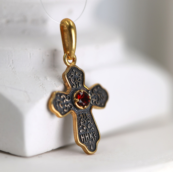 Детский крест "Казанская БМ" с гранатом