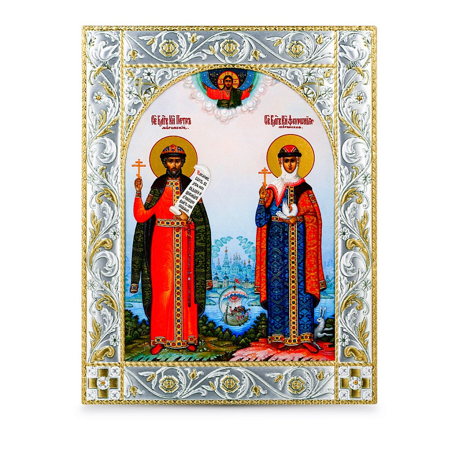 Икона Петр и Феврония благоверные князья в рамке 
