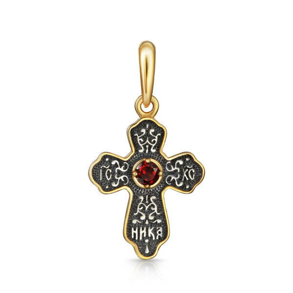 Детский крест "Казанская БМ" с гранатом