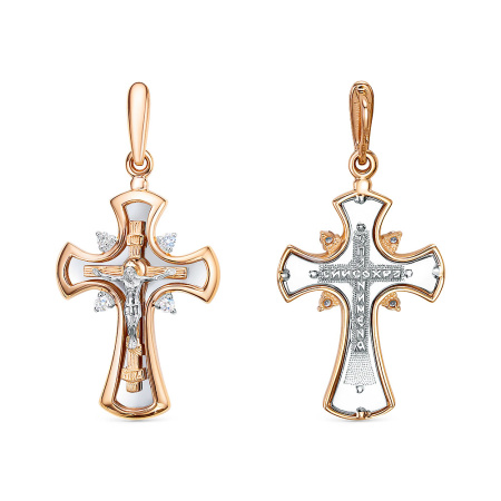Крест из красного золота с бриллиантом