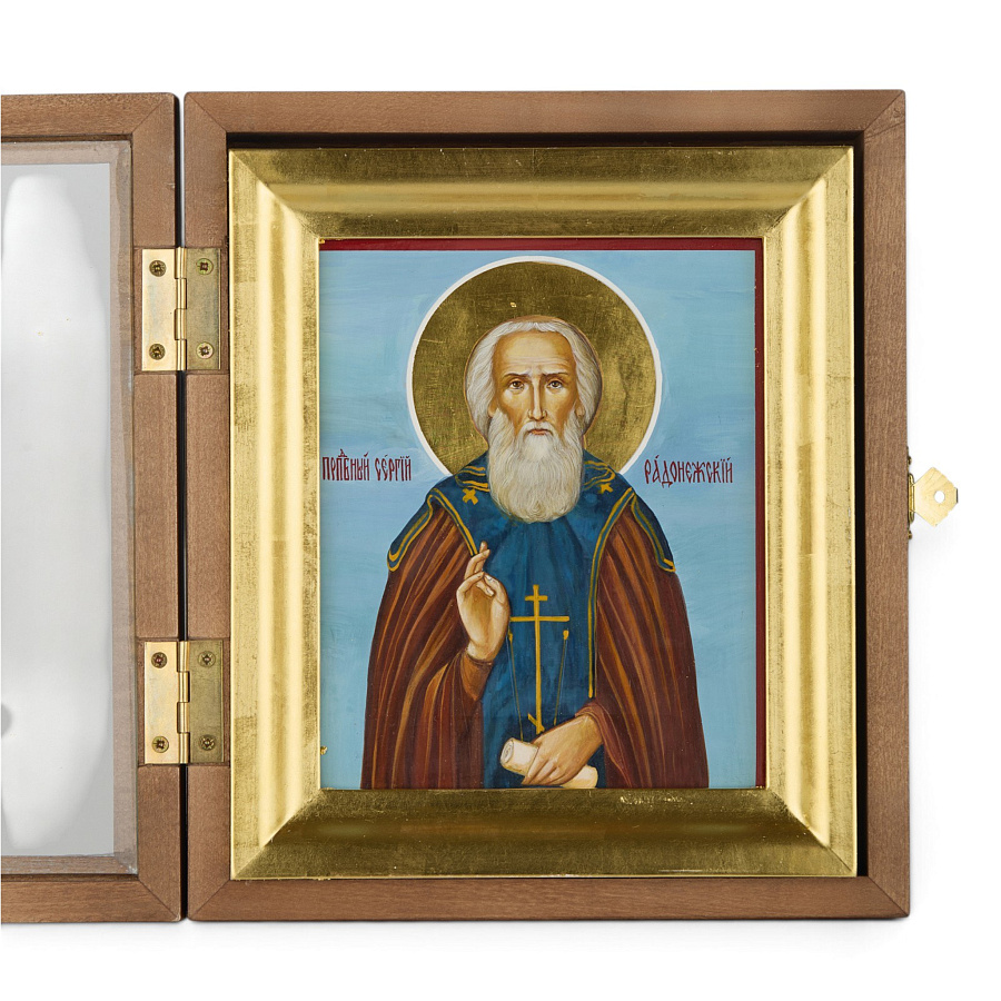 Рукописная икона Пр, Сергий Радонежский, писаная икона, дерево 