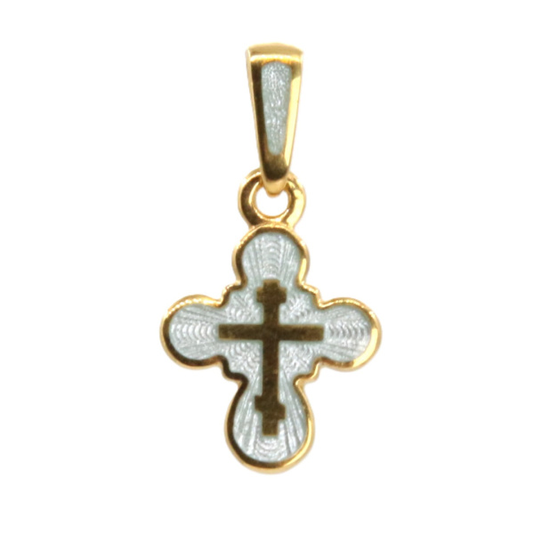 Детский крестик «КРЭ23сз» перламутровый серебро/золото