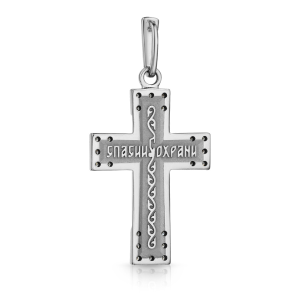 Крест из белого золота с бриллиантами