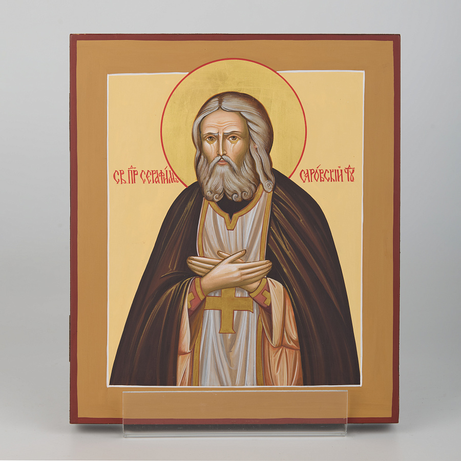 Рукописная икона Св. Серафим Саровский, писаная икона 