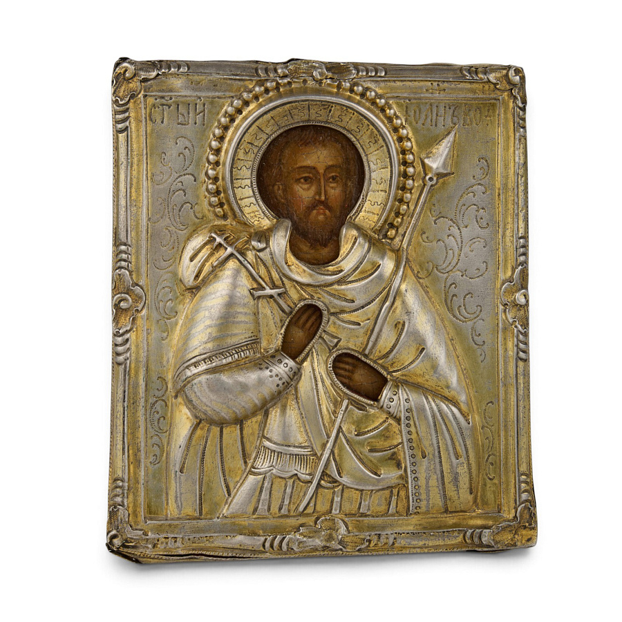 Старинная икона святой мчн, Иоанн Воин, XVIII век 