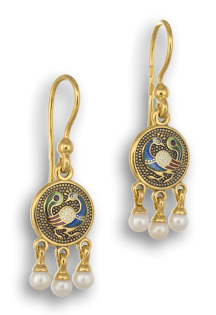 Серьги "ПАВЛИН" с зернью