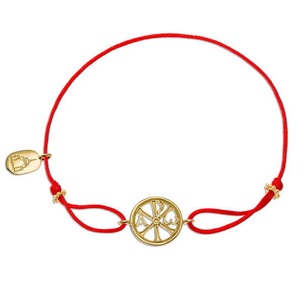 Браслет красная нить «Хризма» серебро с позолотой