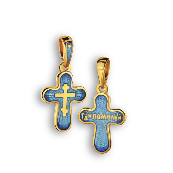 Нательный крестик с горячей эмалью 021