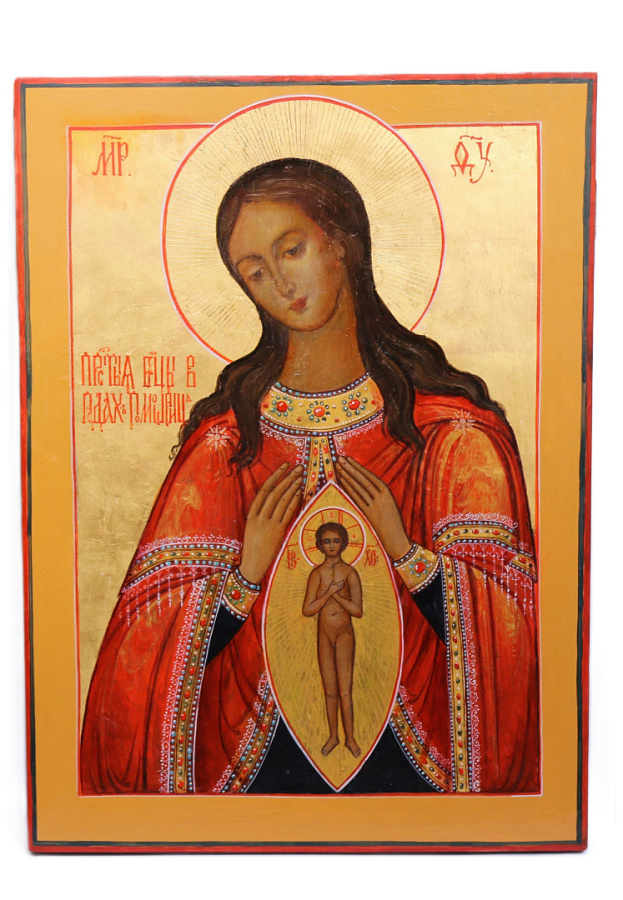 Храмовая икона Божия Матерь Помощница в родах, 19 век 