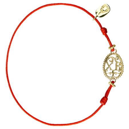 Браслет красная нить «Пасхальное яйцо» серебро/золочение
