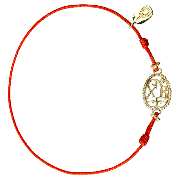 Браслет красная нить «Пасхальное яйцо» серебро/золочение