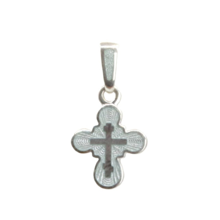 Детский крестик без распятия «КРЭ23 перламутровый» серебро/родий