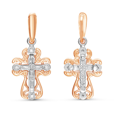 Крест из красного золота с бриллиантом