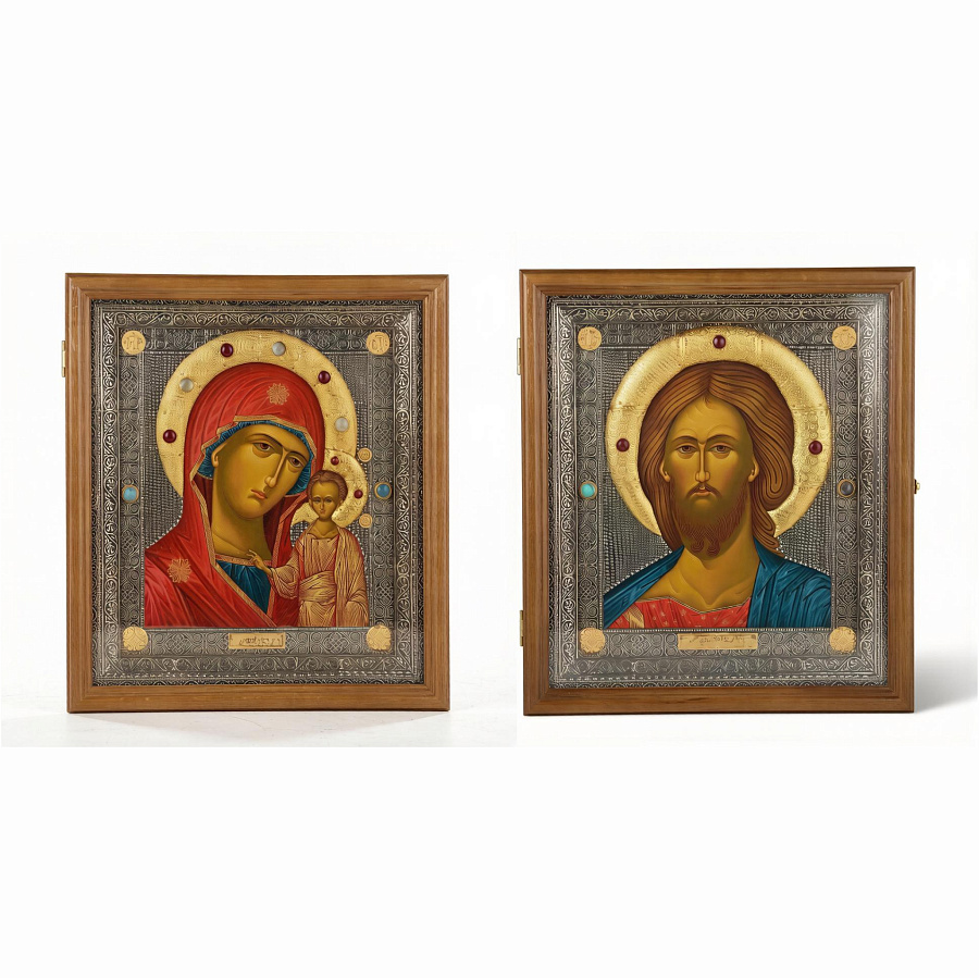 Рукописная икона Венчальная пара, дерево 