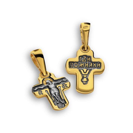 Детский крестик для крещения младенцев «КР056» серебро/золото
