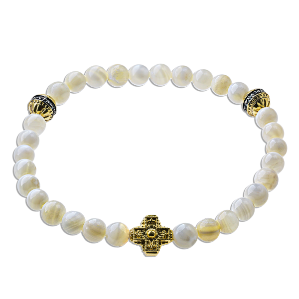 Православные браслет-чётки «Перламутр» серебро/золочение