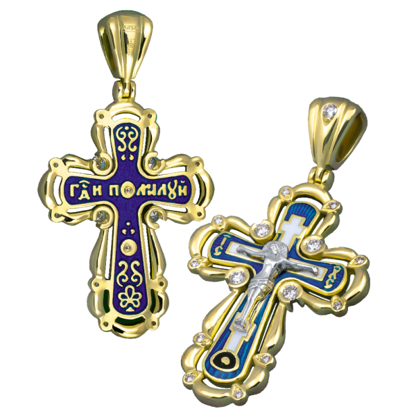 Нательный крест «Распятие Христово» серебро/золочение