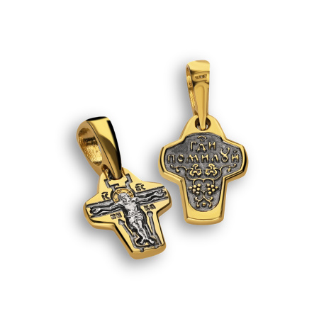 Детский крестик для крещения младенцев «КР 057 сз» серебро/золочение