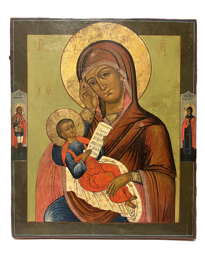 Старинная икона Утоли Болезни, икона Божией Матери, 19 век 
