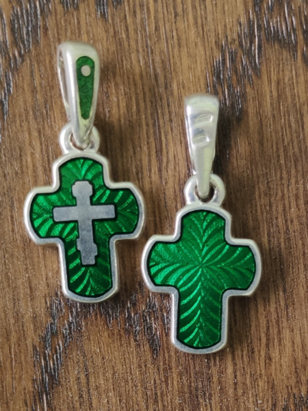 Детский крестик модель «КЭ12» зеленый