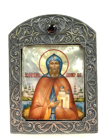 Икона прп. Даниил Московский, оклад серебро