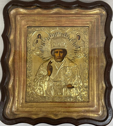 Старинная икона Свт. Николай Чудотворец, 19 век 