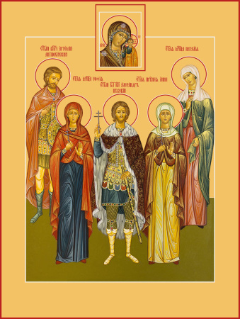 Собор святых, вмч. Артемий, мц. София, бл.кн. Александр Невский, прав. Анна, мц. Наталия, купить икону