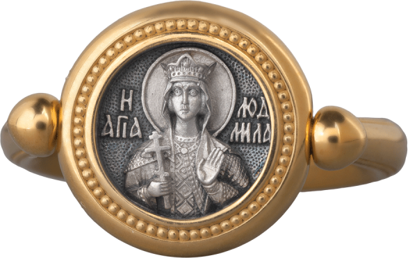 Перстень с иконой «СВЯТАЯ МУЧЕНИЦА КНЯГИНЯ ЧЕШСКАЯ ЛЮДМИЛА»