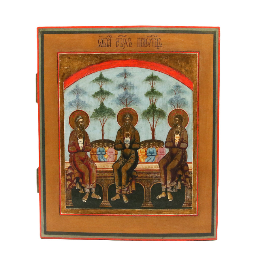 Старинная икона Лоно Авраамово (Святые праотцы в раю), 19 век 