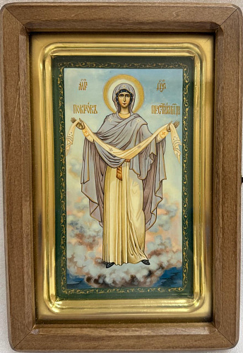 Рукописная икона Покров Пресвятой Богородицы 