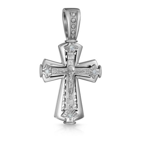 Крест из белого золота "Распятие" с бриллиантами
