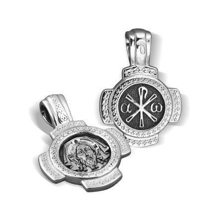 Нательная иконка «Спас Нерукотворный. Хризма» ПД02 серебро