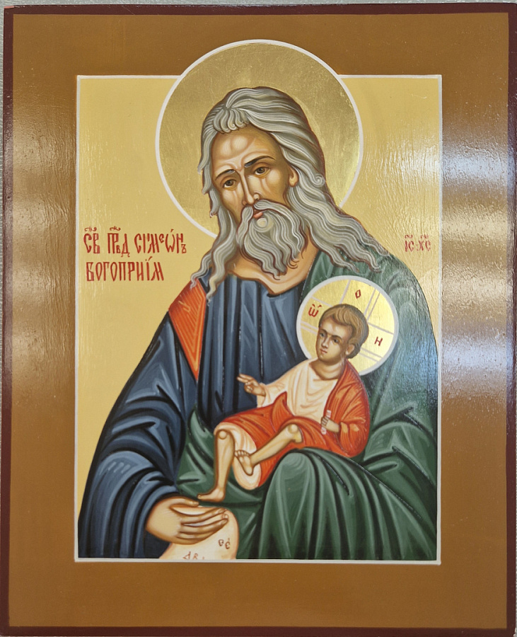 Рукописная икона Симеон Богоприимец, писаная икона 