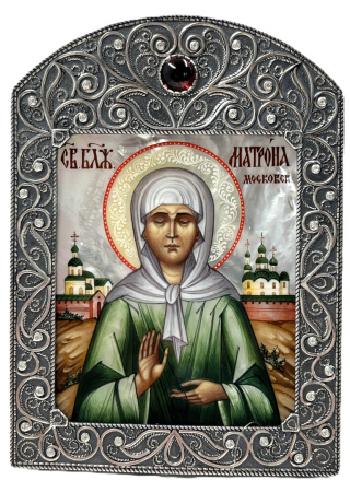 Икона блж. Матрона Московская, оклад серебро