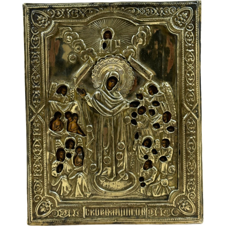 Всех Скорбящих Радость икона Божией Матери 19 век 180х220 мм