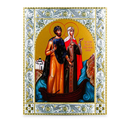 Икона Петр и Феврония благоверные князья в рамке