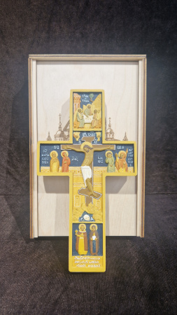 Крест Распятие  со Святой Троицей и избранными святыми блг. князьями Даниилом Московским и Александром Невским (20 см)