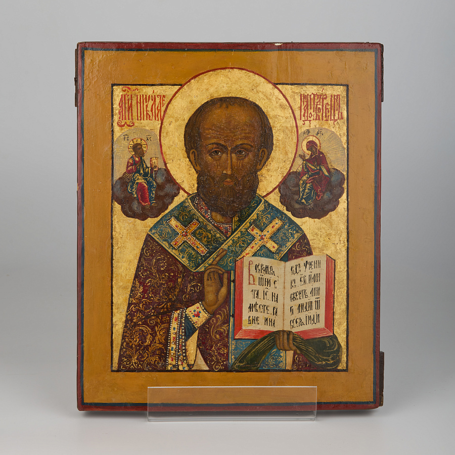 Старинная икона Свт. Николай Чудотворец, 19 век 