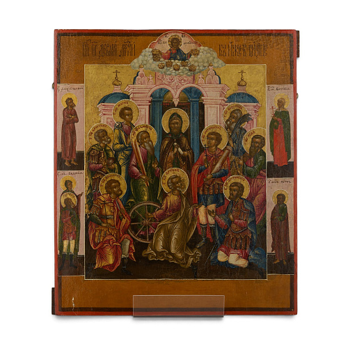 Старинная икона Девять мучеников Кизических, 19 век, дерево