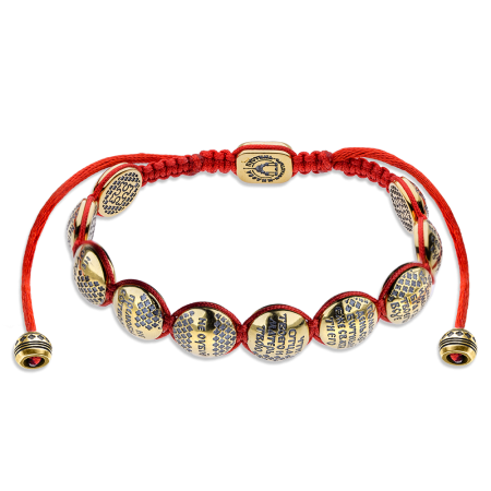 Православный браслет «10 заповедей» серебро/золото на красной нити