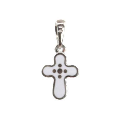 Детский крестик с горячей эмалью белый «КРЭ13»  белый