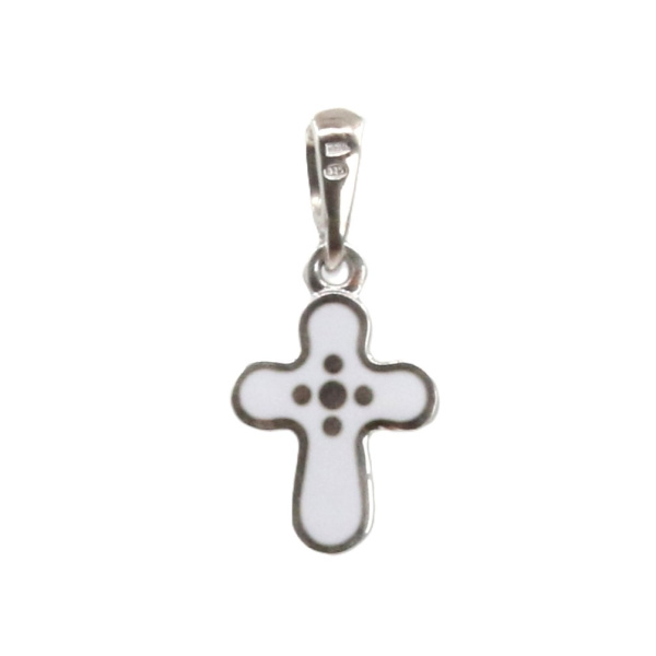 Детский крестик с горячей эмалью белый «КРЭ13»  белый