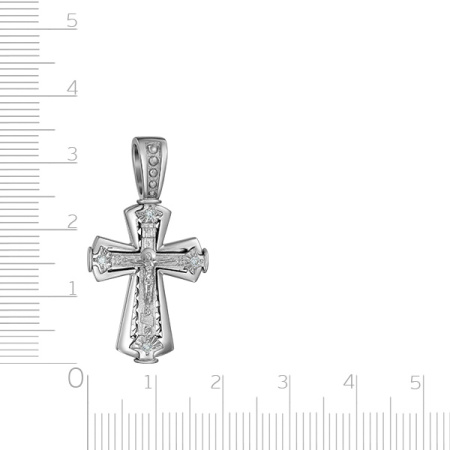 Крест из белого золота "Распятие" с бриллиантами