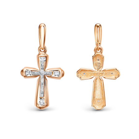 Крест из красного золота с бриллиантом